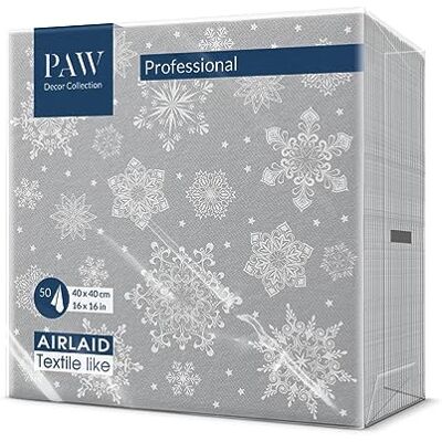 PAW Decor Collection PAW – Airlaid servetter (40 x 40 cm) I 50 stycken I perfekt för jul, vinter, semester I julafton bordsdekoration I Airlaid-servetter tygliknande – snöflingor silver I snöflingor silver PAW Decor Collection PAW – Airlaid servetter (40 x 40 cm) I 50 stycken I perfekt för jul, vinter, semester I julafton bordsdekoration I Airlaid-servetter tygliknande – snöflingor silver I snöflingor silver
