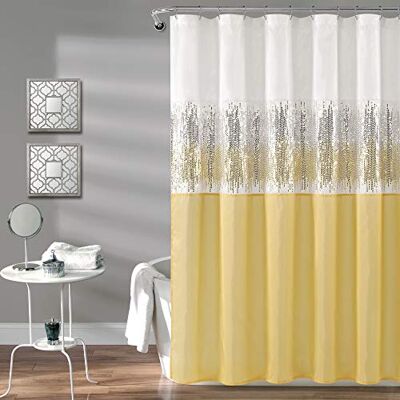 Lush Decor Frodig dekor natthimmel duschdraperi, 183 cm x 183 cm, vitt och gult Lush Decor Frodig dekor natthimmel duschdraperi, 183 cm x 183 cm, vitt och gult