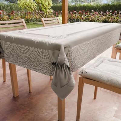 PETTI Artigiani Italiani Fläcksäker bordsduk Rektangulär Bordsöverdrag Kök Design Rosett Grå X18-sits (140x360cm) 100% Tillverkad i Italien PETTI Artigiani Italiani Fläcksäker bordsduk Rektangulär Bordsöverdrag Kök Design Rosett Grå X18-sits (140x360cm) 100% Tillverkad i Italien