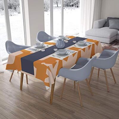 Bonamaison Köksdekoration, bordsduk, orange, benvit, 140 x 200 cm designad och tillverkad i Turkiet Bonamaison Köksdekoration, bordsduk, orange, benvit, 140 x 200 cm designad och tillverkad i Turkiet