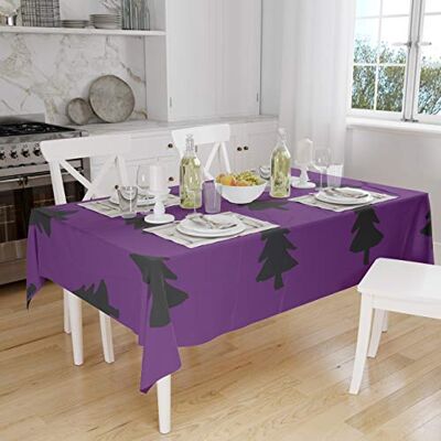 Bonamaison Köksdekoration, bordsduk, lila, svart, 140 x 160 cm designad och tillverkad i Turkiet Bonamaison Köksdekoration, bordsduk, lila, svart, 140 x 160 cm designad och tillverkad i Turkiet