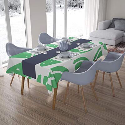 Bonamaison Köksdekoration, bordsduk, bensinggrön, vit, 140 x 200 cm designad och tillverkad i Turkiet Bonamaison Köksdekoration, bordsduk, bensinggrön, vit, 140 x 200 cm designad och tillverkad i Turkiet