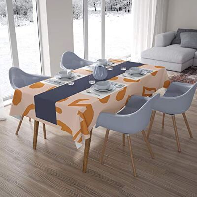 Bonamaison Köksdekoration, bordsduk, orange, benvit, 140 x 200 cm designad och tillverkad i Turkiet Bonamaison Köksdekoration, bordsduk, orange, benvit, 140 x 200 cm designad och tillverkad i Turkiet