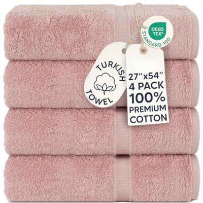 Chakir Turkish Linens Turkiska premiumhanddukar av hotell- och spa-kvalitet, mjuka och absorberande, 100% bomull, handdukar med 4 delar, rosa Chakir Turkish Linens Turkiska premiumhanddukar av hotell- och spa-kvalitet, mjuka och absorberande, 100% bomull, handdukar med 4 delar, rosa