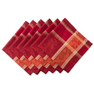 DII Traditionell skörd vete jacquard samling Thanksgiving höst bord inredning damast bomull, fyrkantig servett set, 20 x 20, bränd orange pumpa vinranka, 6 delar DII Traditionell skörd vete jacquard samling Thanksgiving höst bord inredning damast bomull, fyrkantig servett set, 20 x 20, bränd orange pumpa vinranka, 6 delar