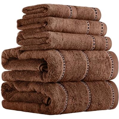 Lavish Home Set med handdukar i lyxig bomull, mjuka bomullshanddukar, snabbtorkande, vridfria, 6-delat set med 2 badhanddukar, 2 handdukar och 2 tvättlappar, 30 cm x 30 cm (chokladbrun) Lavish Home Set med handdukar i lyxig bomull, mjuka bomullshanddukar, snabbtorkande, vridfria, 6-delat set med 2 badhanddukar, 2 handdukar och 2 tvättlappar, 30 cm x 30 cm (chokladbrun)