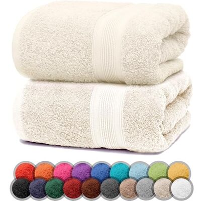 NatureMark 2-pack duschhanddukar premiumkvalitet 70 x 140 cm duschhandduk dubbelpack färg: natur/kräm NatureMark 2-pack duschhanddukar premiumkvalitet 70 x 140 cm duschhandduk dubbelpack färg: natur/kräm