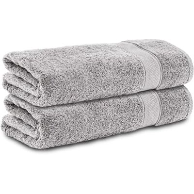 Komfortec Set med 2 duschhanddukar, 70 x 140 cm,% 100 bomull, svamp, mjuk, absorberande, silvergrå Komfortec Set med 2 duschhanddukar, 70 x 140 cm,% 100 bomull, svamp, mjuk, absorberande, silvergrå