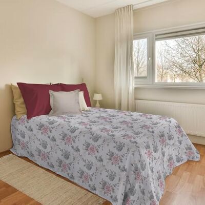 PENSIERI DELICATI Överkast 220 x 280 cm, enkelhandduk i 100% bomull, perfekt som heminredning, överkast för 1 kvadrat, stor röd rosa mönster, 100% tillverkad i Italien PENSIERI DELICATI Överkast 220 x 280 cm, enkelhandduk i 100% bomull, perfekt som heminredning, överkast för 1 kvadrat, stor röd rosa mönster, 100% tillverkad i Italien