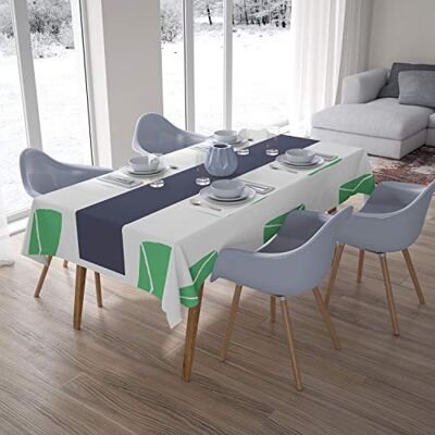 Bonamaison Köksdekoration, bordsduk, bensinggrön, vit, 140 x 200 cm designad och tillverkad i Turkiet Bonamaison Köksdekoration, bordsduk, bensinggrön, vit, 140 x 200 cm designad och tillverkad i Turkiet