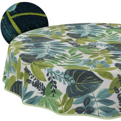 ANRO Duk avtorkbar Tropisk med fåll rund Ø 140 cm inne/ute med fållad kant – perfekt för trädgård, terrass och matsal – bordsduk i belagd textil – smuts- och vattenavvisande, lättskött ANRO Duk avtorkbar Tropisk med fåll rund Ø 140 cm inne/ute med fållad kant – perfekt för trädgård, terrass och matsal – bordsduk i belagd textil – smuts- och vattenavvisande, lättskött