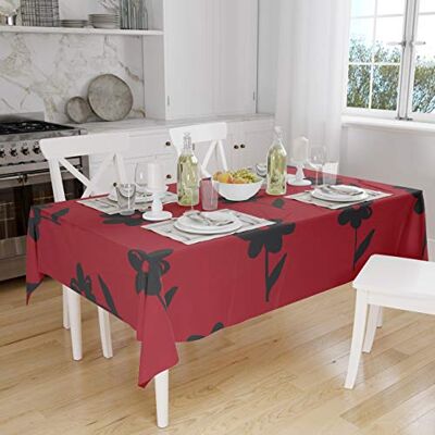Bonamaison Köksdekoration, bordsduk, röd svart, 140 x 160 cm designad och tillverkad i Turkiet Bonamaison Köksdekoration, bordsduk, röd svart, 140 x 160 cm designad och tillverkad i Turkiet