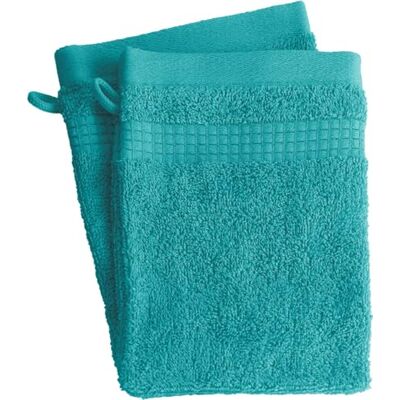 Le linge de Jules Set med 2 toaletthandskar 100% bomull 450 gr/m2 turkosblå Le linge de Jules Set med 2 toaletthandskar 100% bomull 450 gr/m2 turkosblå
