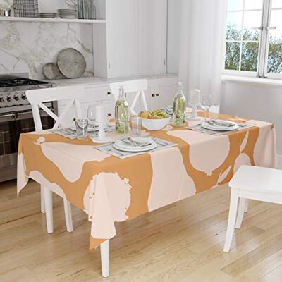 Bonamaison Köksdekoration, bordsduk, orange, benvit, 140 x 160 cm designad och tillverkad i Turkiet Bonamaison Köksdekoration, bordsduk, orange, benvit, 140 x 160 cm designad och tillverkad i Turkiet