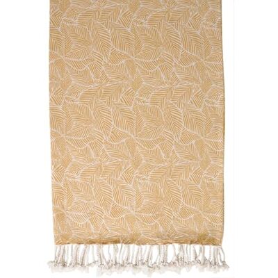 Atout Ciel Strandhandduk, Fouta tryckt med fransar 90 x 180 cm, gul Atout Ciel Strandhandduk, Fouta tryckt med fransar 90 x 180 cm, gul