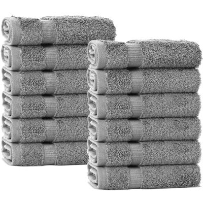 Chakir Turkish Linens 100% Turkisk Cotton Luxury Hotell & Spa Washcloth Set (set med 12, grå) Chakir Turkish Linens 100% Turkisk Cotton Luxury Hotell & Spa Washcloth Set (set med 12, grå)