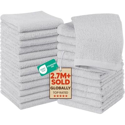 Utopia Towels Cotton tvättlappsset – förpackning med 24–100% ringspunnen bomull, flanell ansiktshanddukar av högsta kvalitet, mycket absorberande och mjuk känsla fingertoppshanddukar (24-pack, Utopia Towels Cotton tvättlappsset – förpackning med 24–100% ringspunnen bomull, flanell ansiktshanddukar av högsta kvalitet, mycket absorberande och mjuk känsla fingertoppshanddukar (24-pack,