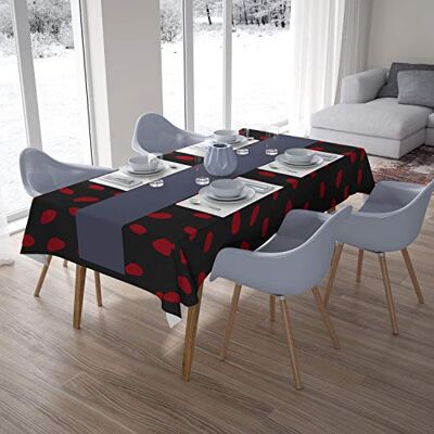 Bonamaison Köksdekoration, bordsduk, röd svart, 140 x 200 cm designad och tillverkad i Turkiet Bonamaison Köksdekoration, bordsduk, röd svart, 140 x 200 cm designad och tillverkad i Turkiet