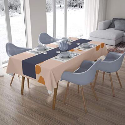 Bonamaison Köksdekoration, bordsduk, orange, benvit, 140 x 200 cm designad och tillverkad i Turkiet Bonamaison Köksdekoration, bordsduk, orange, benvit, 140 x 200 cm designad och tillverkad i Turkiet