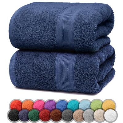 NatureMark 2-pack duschhanddukar premiumkvalitet 70 x 140 cm duschhandduk dubbelpack färg: marinblå NatureMark 2-pack duschhanddukar premiumkvalitet 70 x 140 cm duschhandduk dubbelpack färg: marinblå