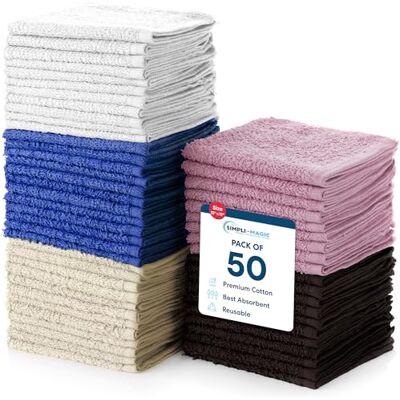 Simpli-Magic 79264 bomullstvättlappar, storlek: 12"x12", flerfärgad, 60-pack Simpli-Magic 79264 bomullstvättlappar, storlek: 12"x12", flerfärgad, 60-pack