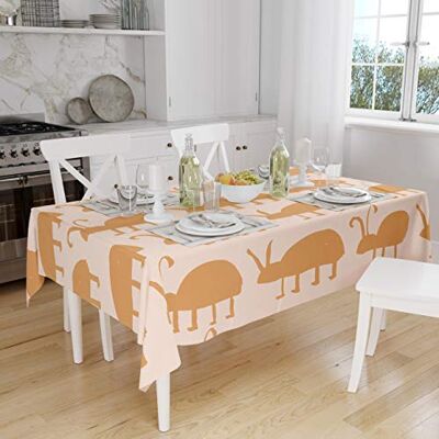 Bonamaison köksdekoration, bordsduk, orange, vitt, 140 x 160 cm – designad och tillverkad i Turkiet Bonamaison köksdekoration, bordsduk, orange, vitt, 140 x 160 cm – designad och tillverkad i Turkiet