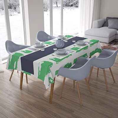 Bonamaison Köksdekoration, bordsduk, bensinggrön, vit, 140 x 200 cm designad och tillverkad i Turkiet Bonamaison Köksdekoration, bordsduk, bensinggrön, vit, 140 x 200 cm designad och tillverkad i Turkiet