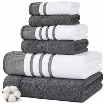 Modern Threads Moderna trådar 6 delar set, 2 badhanddukar, 2 handdukar, 2 tvättlappar, snabbtorkande vit/kontrast Reinhart kol Modern Threads Moderna trådar 6 delar set, 2 badhanddukar, 2 handdukar, 2 tvättlappar, snabbtorkande vit/kontrast Reinhart kol