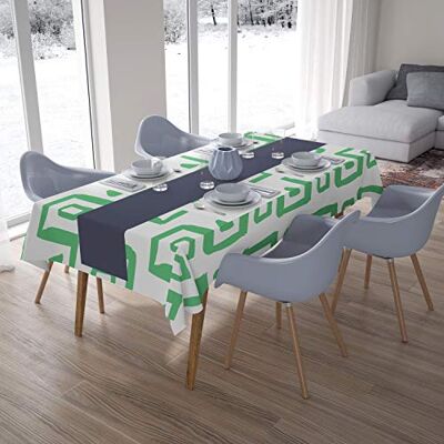 Bonamaison Köksdekoration, bordsduk, bensinggrön, vit, 140 x 200 cm designad och tillverkad i Turkiet Bonamaison Köksdekoration, bordsduk, bensinggrön, vit, 140 x 200 cm designad och tillverkad i Turkiet