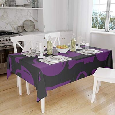 Bonamaison köksdekoration, bordsduk, lila, svart, 140 x 160 cm – designad och tillverkad i Turkiet Bonamaison köksdekoration, bordsduk, lila, svart, 140 x 160 cm – designad och tillverkad i Turkiet