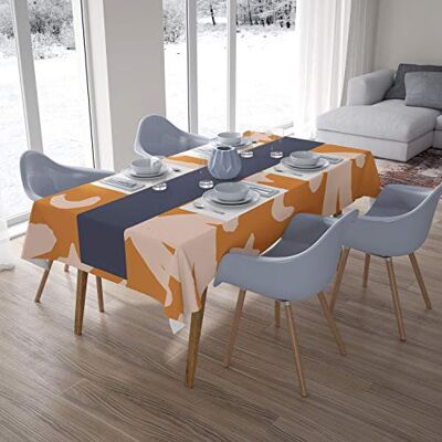 Bonamaison Köksdekoration, bordsduk, orange, benvit, 140 x 200 cm designad och tillverkad i Turkiet Bonamaison Köksdekoration, bordsduk, orange, benvit, 140 x 200 cm designad och tillverkad i Turkiet