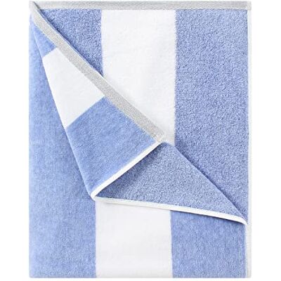 HENBAY Fluffig överdimensionerad strandhandduk – plysch tjock stor 178 x 81 cm bomull poolhandduk, blå randig snabbtorkande simning cabana-handduk (paket med 1) HENBAY Fluffig överdimensionerad strandhandduk – plysch tjock stor 178 x 81 cm bomull poolhandduk, blå randig snabbtorkande simning cabana-handduk (paket med 1)