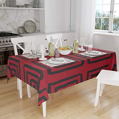 Bonamaison Köksdekoration, bordsduk, röd svart, 140 x 160 cm designad och tillverkad i Turkiet Bonamaison Köksdekoration, bordsduk, röd svart, 140 x 160 cm designad och tillverkad i Turkiet