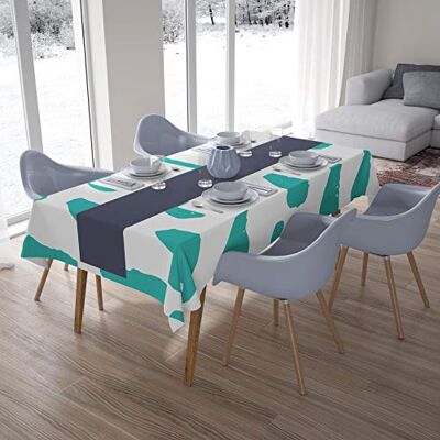 Bonamaison Köksdekoration, bordsduk, turkos, vit, 140 x 200 cm designad och tillverkad i Turkiet Bonamaison Köksdekoration, bordsduk, turkos, vit, 140 x 200 cm designad och tillverkad i Turkiet