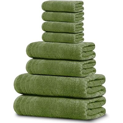 Tens Towels Tio handdukar 8-delat handduksset, 2 extra stora badhanddukar, 2 handdukar, 4 tvättlappar, 100 % bomull, lättare vikt, snabbare att torka, superabsorberande, perfekt badrumshandduksset (grön) Tens Towels Tio handdukar 8-delat handduksset, 2 extra stora badhanddukar, 2 handdukar, 4 tvättlappar, 100 % bomull, lättare vikt, snabbare att torka, superabsorberande, perfekt badrumshandduksset (grön)
