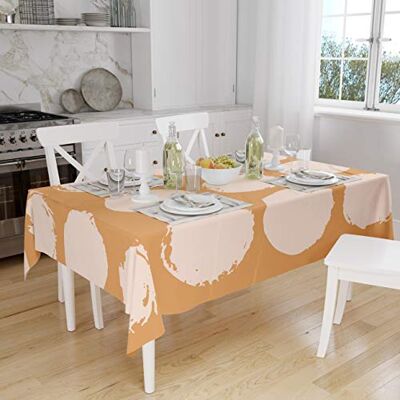 Bonamaison Köksdekoration, bordsduk, orange, benvit, 140 x 160 cm designad och tillverkad i Turkiet Bonamaison Köksdekoration, bordsduk, orange, benvit, 140 x 160 cm designad och tillverkad i Turkiet