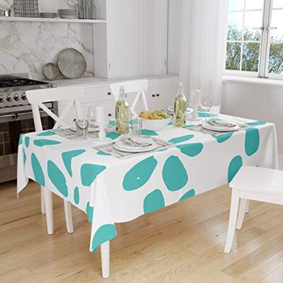 Bonamaison Köksdekoration, bordsduk, turkos, vit, 140 x 160 cm designad och tillverkad i Turkiet Bonamaison Köksdekoration, bordsduk, turkos, vit, 140 x 160 cm designad och tillverkad i Turkiet