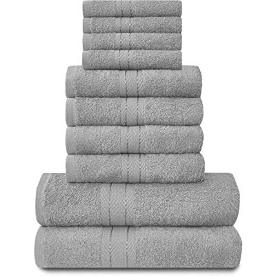 GC GAVENO CAVAILIA Lejonhanddukar familjebalset – 10 delar 100% egyptisk bomull, 4 x ansikte 4 x hand 2 x badhandduk, högvattenabsorberande badrumstillbehör, maskintvättbar, silver, 544753 GC GAVENO CAVAILIA Lejonhanddukar familjebalset – 10 delar 100% egyptisk bomull, 4 x ansikte 4 x hand 2 x badhandduk, högvattenabsorberande badrumstillbehör, maskintvättbar, silver, 544753