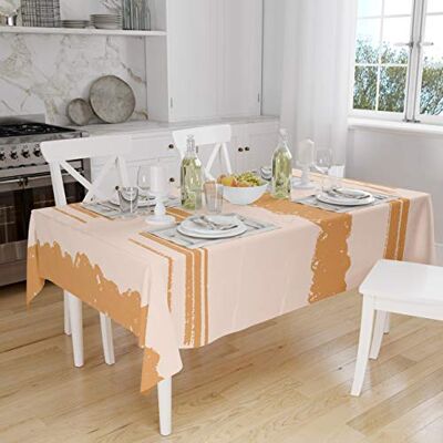Bonamaison Köksdekoration, bordsduk, orange, benvit, 140 x 160 cm designad och tillverkad i Turkiet Bonamaison Köksdekoration, bordsduk, orange, benvit, 140 x 160 cm designad och tillverkad i Turkiet