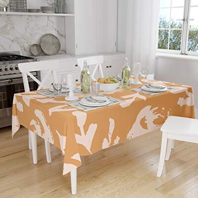 Bonamaison köksdekoration, bordsduk, orange, vitt, 140 x 160 cm – designad och tillverkad i Turkiet Bonamaison köksdekoration, bordsduk, orange, vitt, 140 x 160 cm – designad och tillverkad i Turkiet