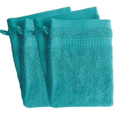 Le linge de Jules Set med 4 toaletthandskar 100% bomull 450 gr/m2 turkosblå Le linge de Jules Set med 4 toaletthandskar 100% bomull 450 gr/m2 turkosblå