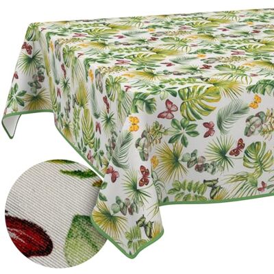 ANRO Bordsduk tvättbar bordsduk lotuseffekt lättskött av bomull polyester smutsavvisande utomhus trädgårdsduk fjäril blad bris 100 x 140 cm med rörband ANRO Bordsduk tvättbar bordsduk lotuseffekt lättskött av bomull polyester smutsavvisande utomhus trädgårdsduk fjäril blad bris 100 x 140 cm med rörband