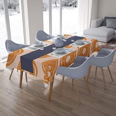Bonamaison Köksdekoration, bordsduk, orange, benvit, 140 x 200 cm designad och tillverkad i Turkiet Bonamaison Köksdekoration, bordsduk, orange, benvit, 140 x 200 cm designad och tillverkad i Turkiet