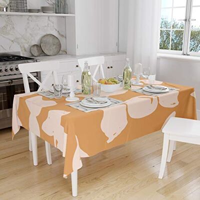 Bonamaison Köksdekoration, bordsduk, orange, benvit, 140 x 160 cm designad och tillverkad i Turkiet Bonamaison Köksdekoration, bordsduk, orange, benvit, 140 x 160 cm designad och tillverkad i Turkiet
