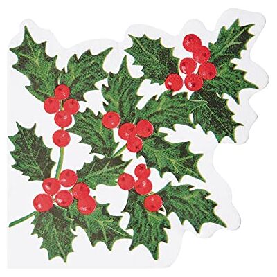 Talking Tables Talking Table Pack med 20 järnek blad julservetter Pappersservetter för jul, boxningsdag, vintermiddag, decoupage, vit, 33 x 33 cm Talking Tables Talking Table Pack med 20 järnek blad julservetter Pappersservetter för jul, boxningsdag, vintermiddag, decoupage, vit, 33 x 33 cm