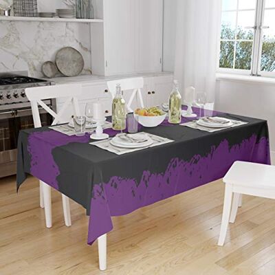 Bonamaison Köksdekoration, bordsduk, lila, svart, 140 x 160 cm designad och tillverkad i Turkiet Bonamaison Köksdekoration, bordsduk, lila, svart, 140 x 160 cm designad och tillverkad i Turkiet