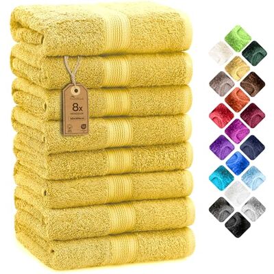 NatureMark 8 Handdukar Set 100% Bomull Absorberande och Hållbara Handdukar, Storlek 50×100 cm, Gul NatureMark 8 Handdukar Set 100% Bomull Absorberande och Hållbara Handdukar, Storlek 50×100 cm, Gul