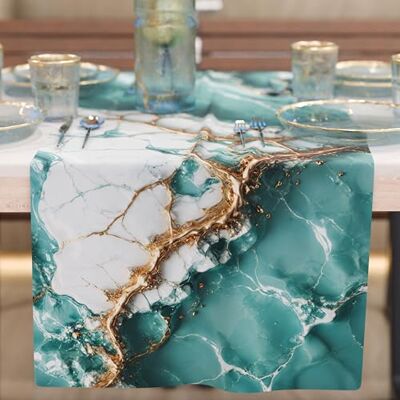 PETTI Artigiani Italiani Elegant modern bordsduk med blå marmoreffekt, 100 % tillverkad i Italien PETTI Artigiani Italiani Elegant modern bordsduk med blå marmoreffekt, 100 % tillverkad i Italien