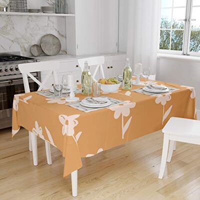 Bonamaison köksdekoration, bordsduk, orange, vitt, 140 x 160 cm – designad och tillverkad i Turkiet Bonamaison köksdekoration, bordsduk, orange, vitt, 140 x 160 cm – designad och tillverkad i Turkiet