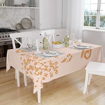 Bonamaison Köksdekoration, bordsduk, orange, benvit, 140 x 160 cm designad och tillverkad i Turkiet Bonamaison Köksdekoration, bordsduk, orange, benvit, 140 x 160 cm designad och tillverkad i Turkiet